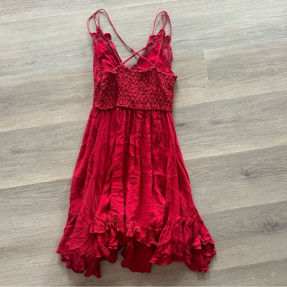 Red Free People Adella Mini Dress - Picture 8 of 9